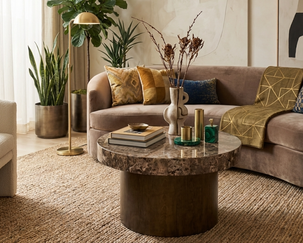 Amelia Round Dark Stone Coffee Table