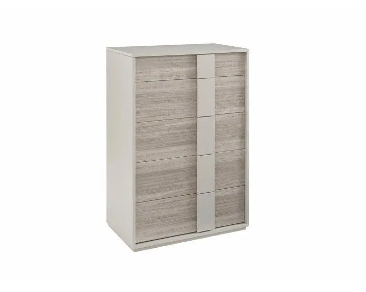 Wooden cabinet with sliding doors on a white background