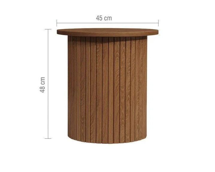 Axel Fluted Round Side Table - Walnut