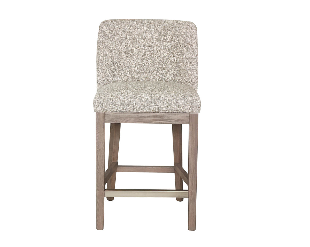 Front view of Denby Counter Stool in textured truffle upholstery – The Urban Company
