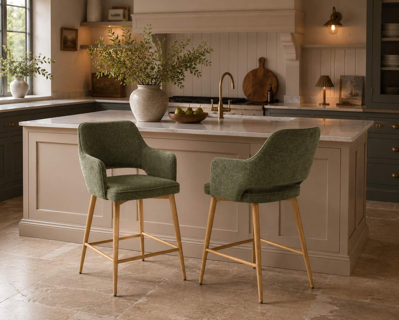 Eden Counter Chair (Set of 2) - Olive Green