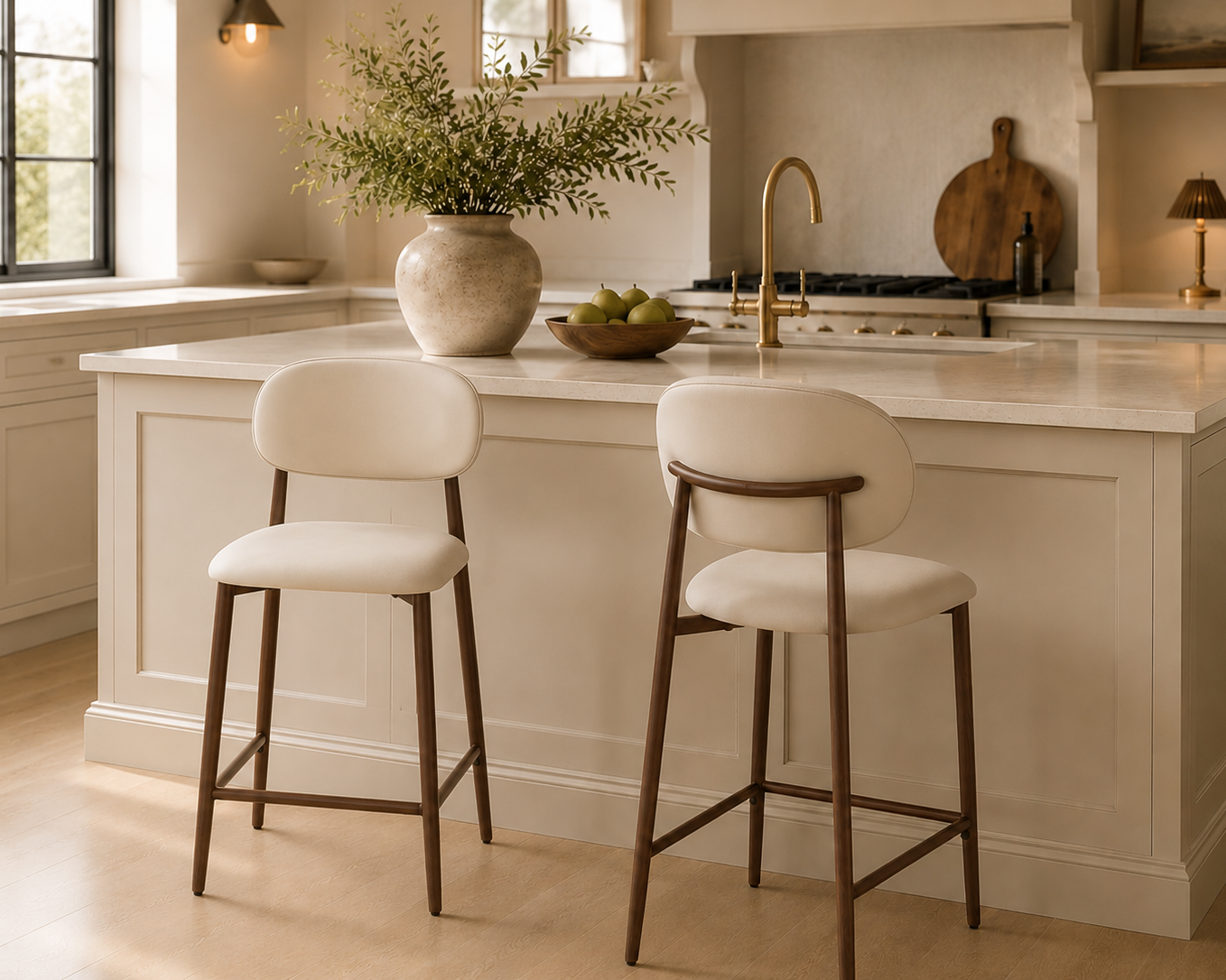 Front view of Etta Taupe PU Counter Chair