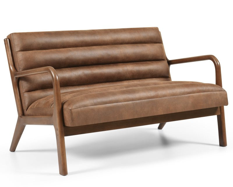Brown leather sofa on a white background