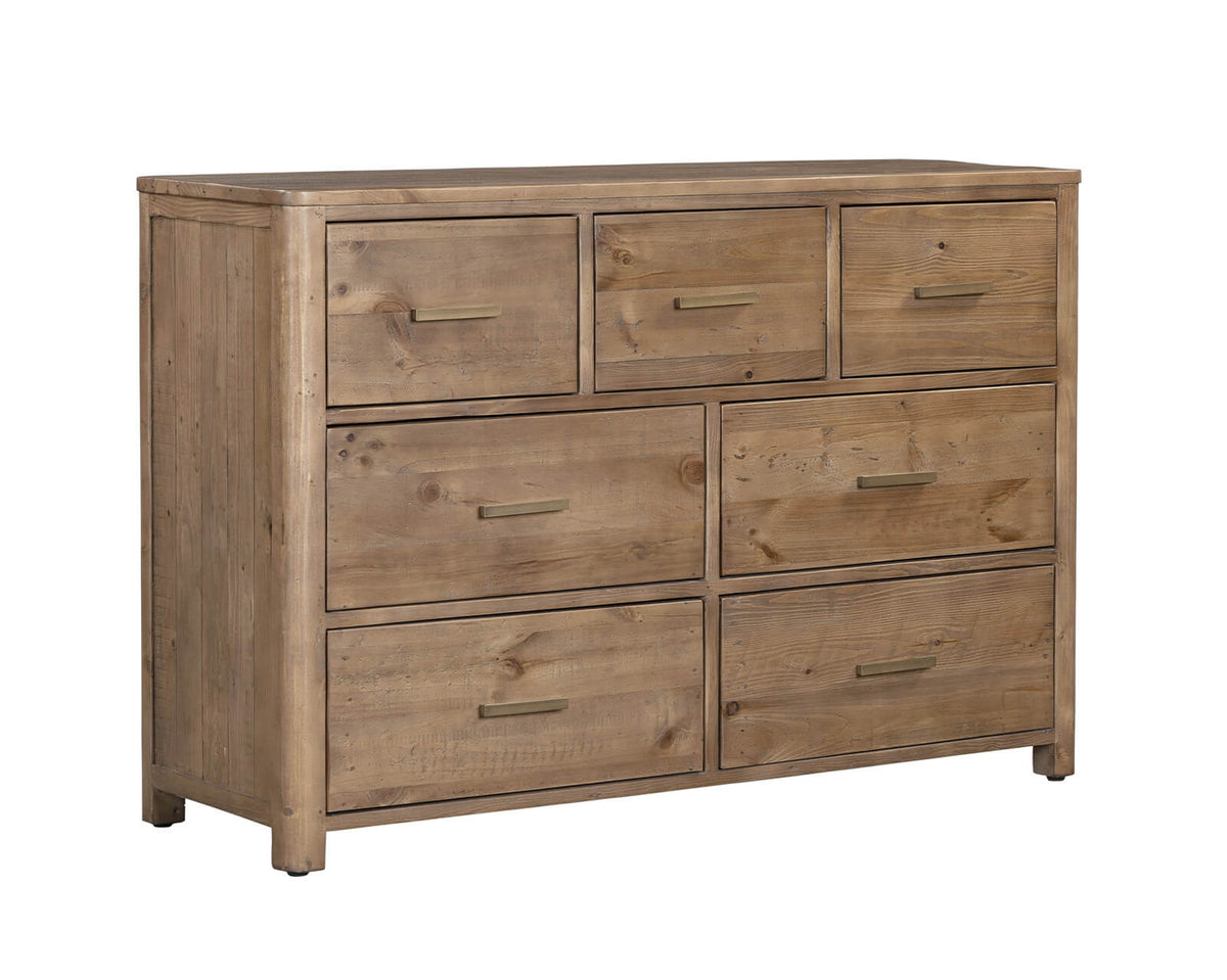 Inola reclaimed pine 7 Drawer Chest angled view