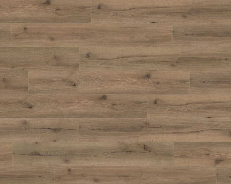 Mocha Oak Plank SPC Flooring showing warm brown oak grain and natural knots