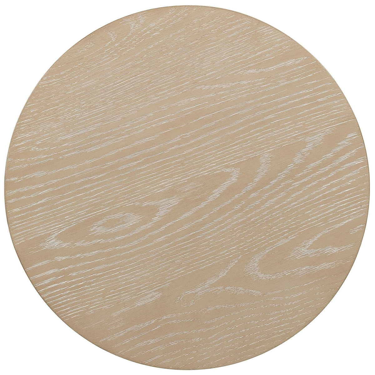 top view of light oak round side table showing natural wood grain detail