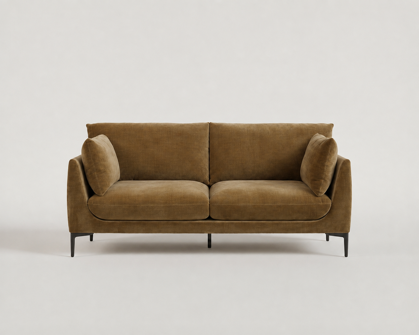 Front view of the 175 cm Venn 2 seater sofa in Army Olive