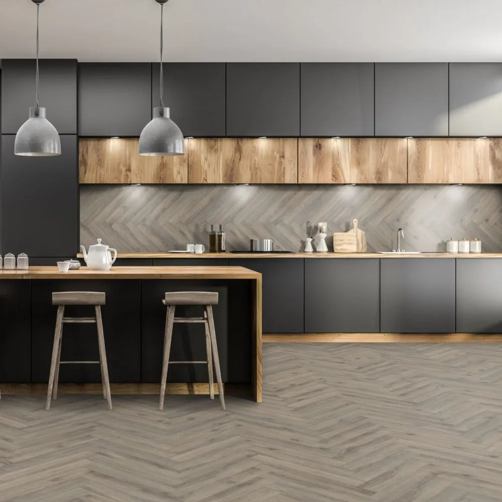 Fusion Herringbone 12mm - Volcanic Oak