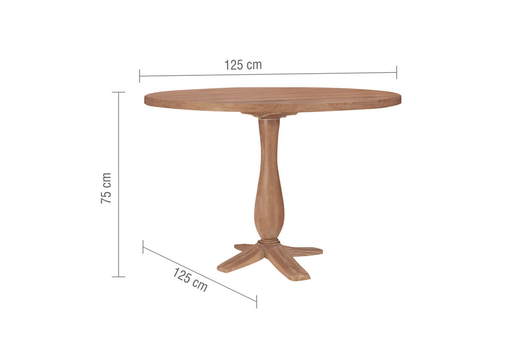 Antibes 125cm Round Oak Dining Table