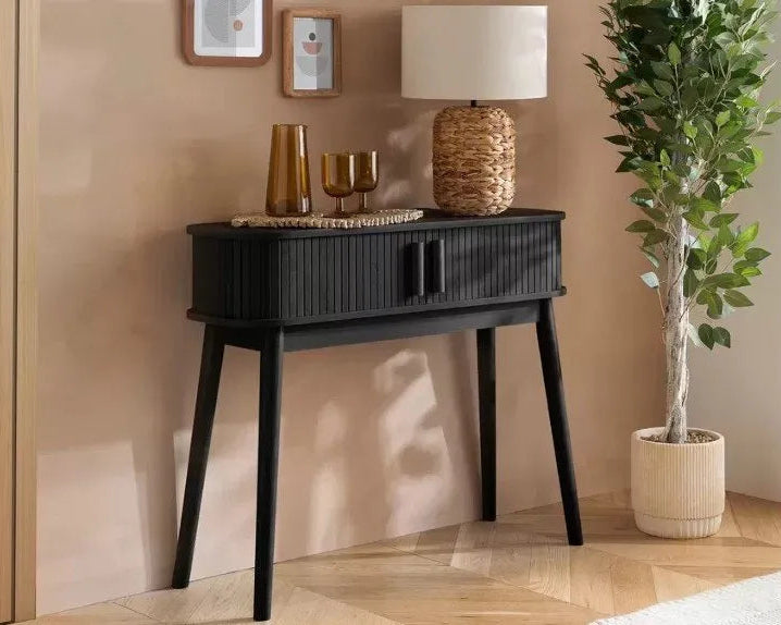 Axel Fluted Charcoal Oak Console Table