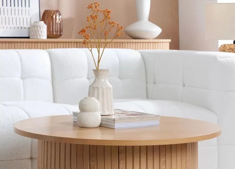 Axel Fluted Oak Round Coffee Table