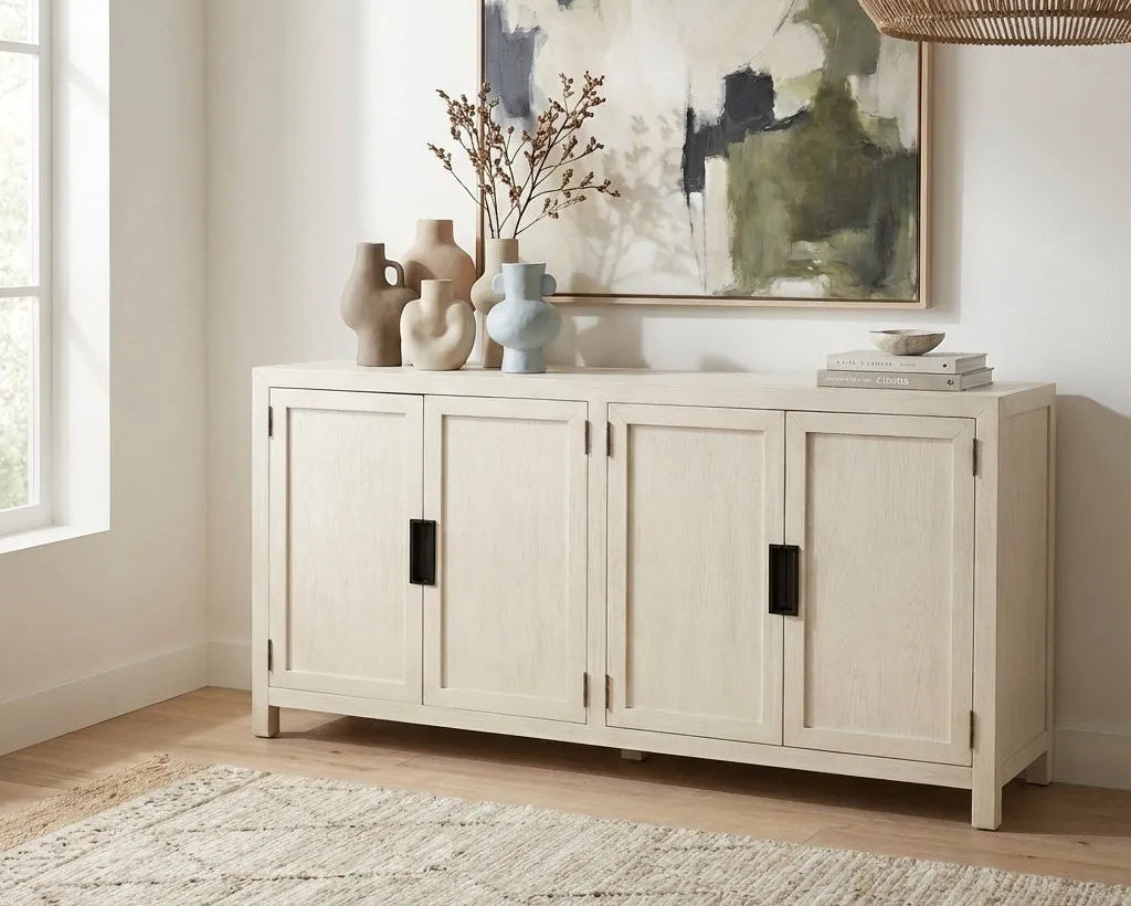 Tiffany White Large 4 Door Sideboard