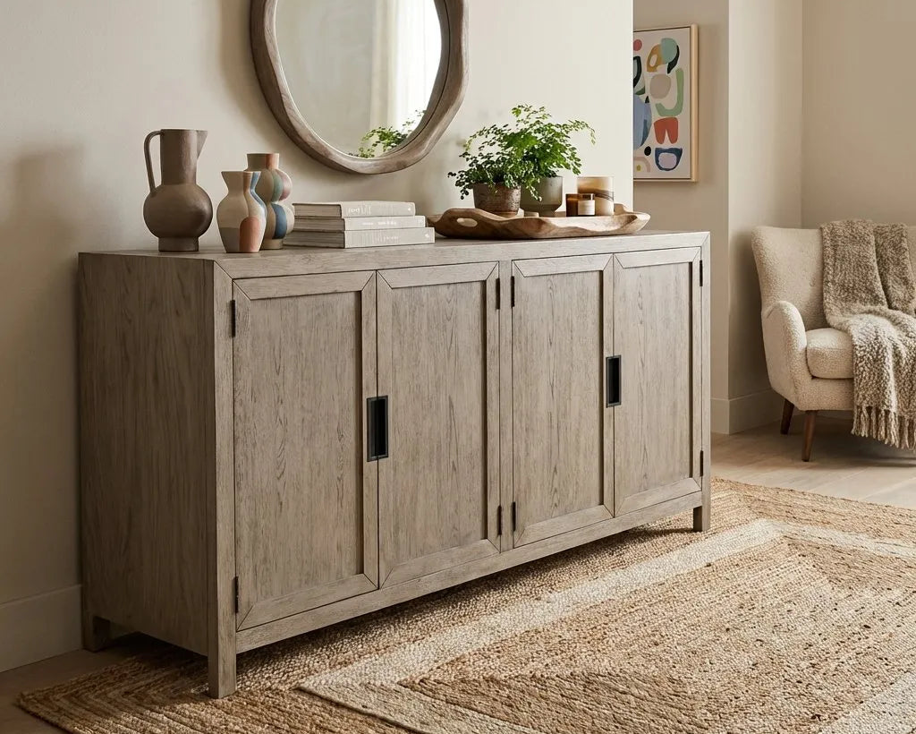 Tiffany Greige Large 4 Door Sideboard