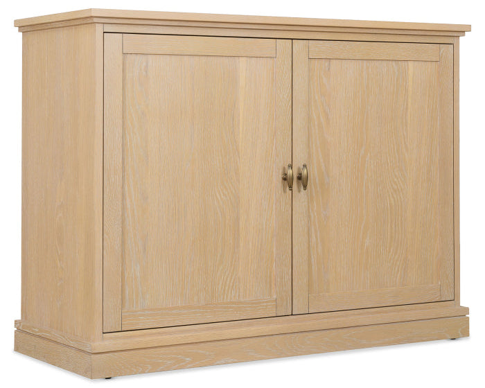 Light wooden cabinet with two doors on a white background