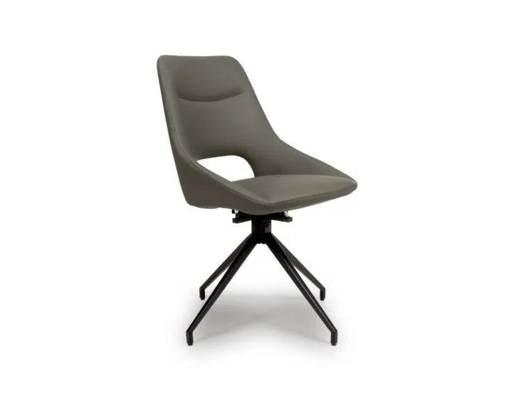 Axis swivel dining chairs in truffle PU upholstery with metal base