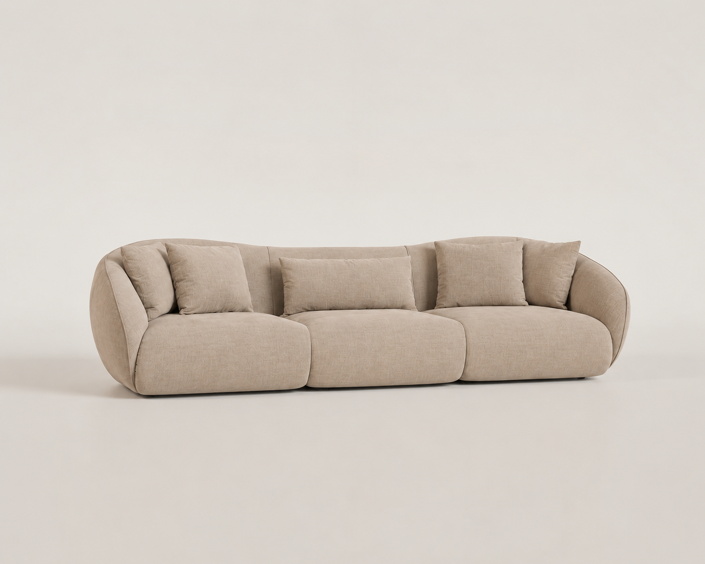 Cove curved sofa with a low profile, deep seats and wraparound arms