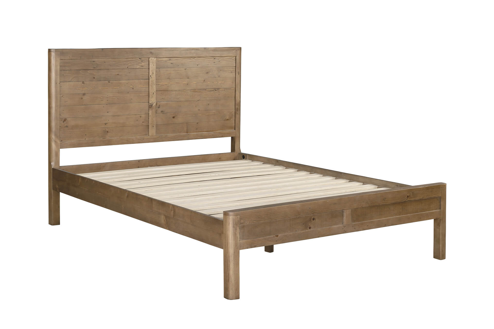Reclaimed pine grain detail on the Inola Bedframe