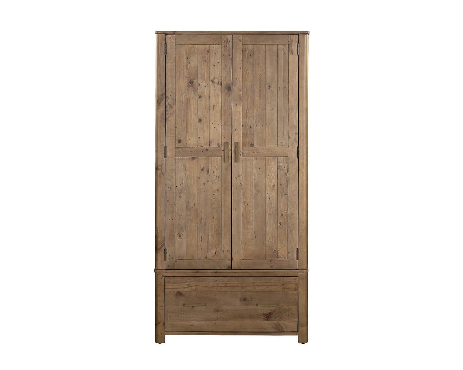 Inola reclaimed pine wardrobe in Cashew finish front view
