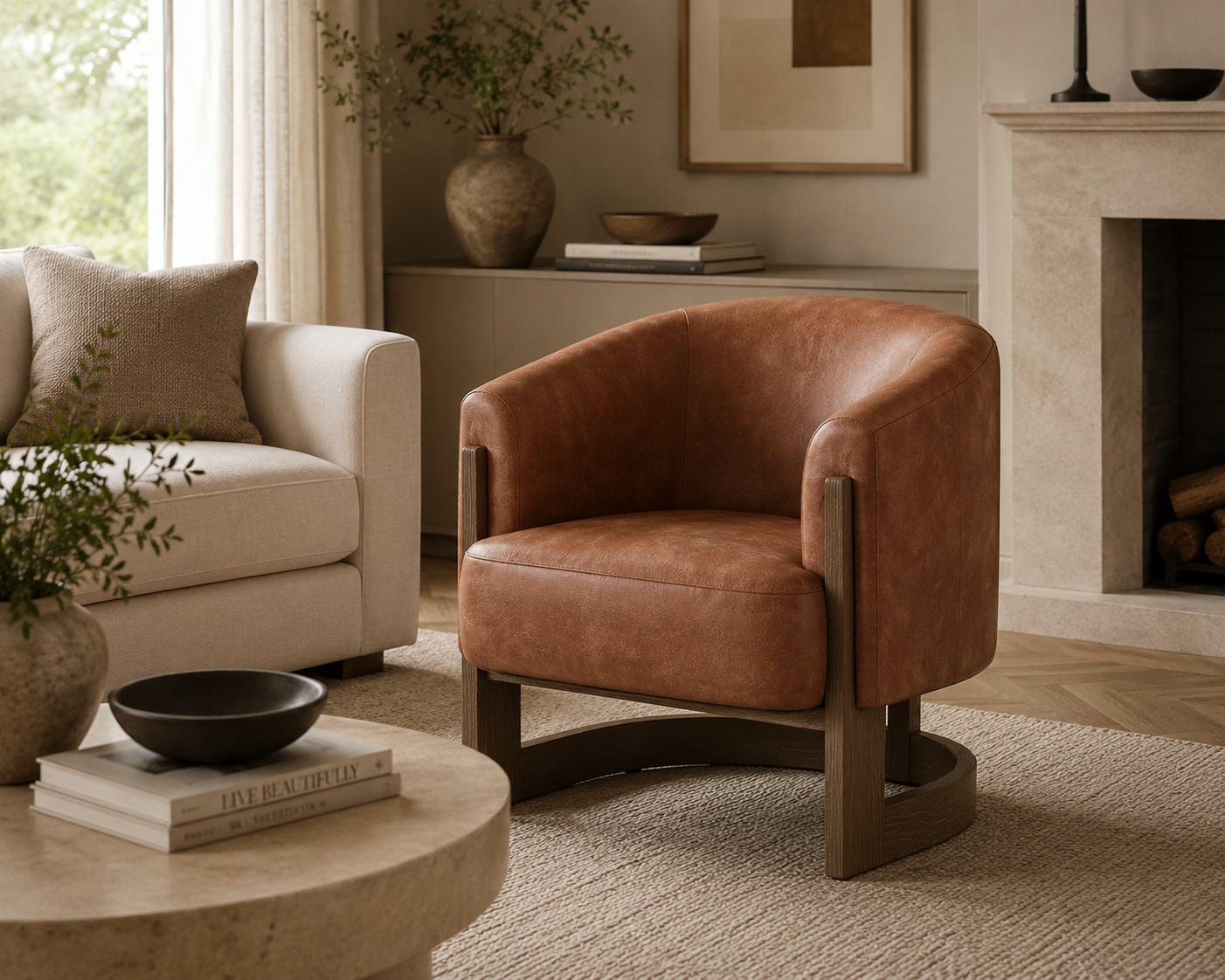 Lennox Accent Chair - Tan Leather