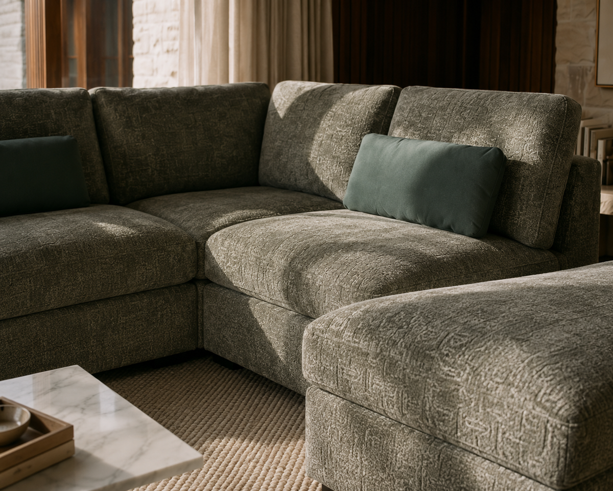 Oslo Modular Corner Sofa with Storage Footstool - Olive Green