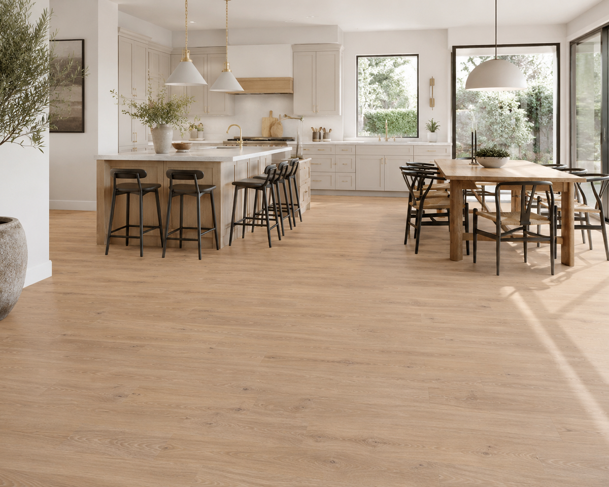 Sahara Oak Plank SPC Flooring in a bright contemporary interior