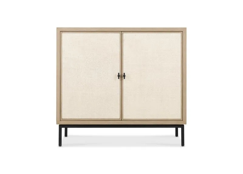 Front view of oak sideboard with clean lines and modern design