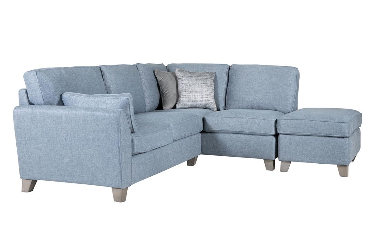 Cantrell Blue Corner Sofa Right Hand Facing to buy online UK and Ireland delivery