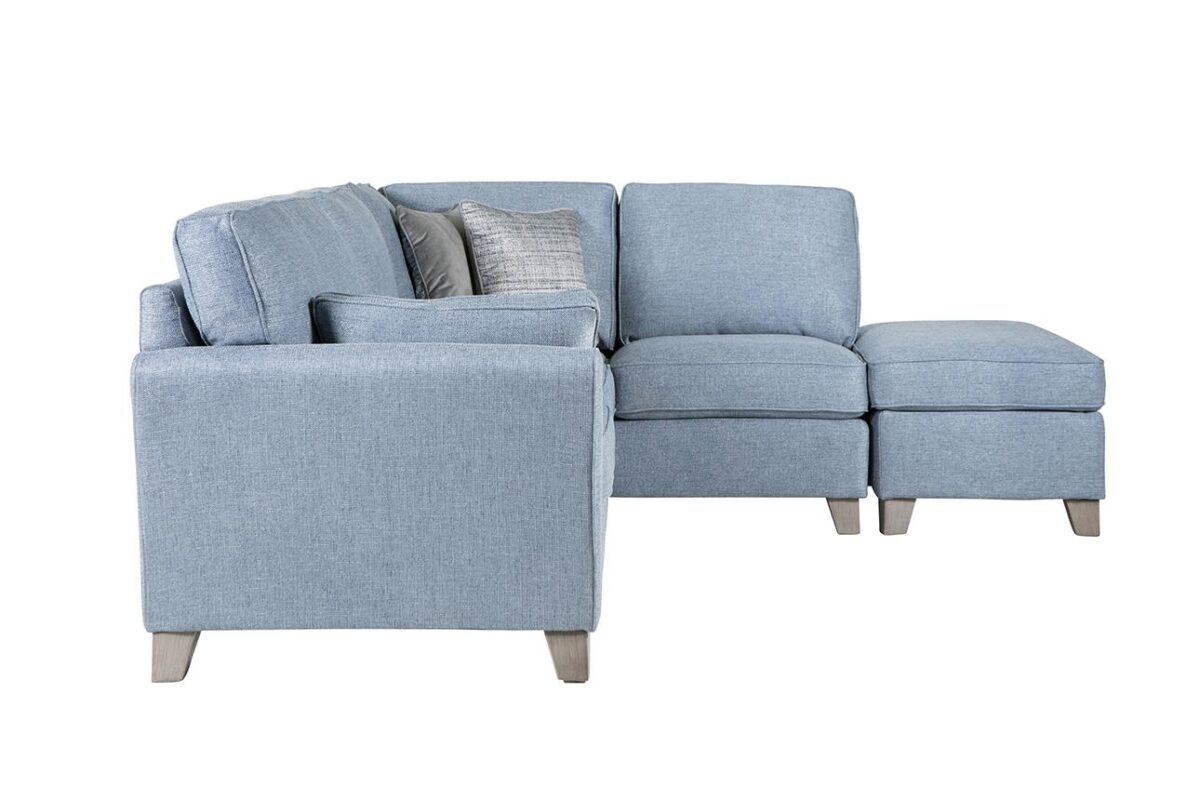 Cantrell Blue Corner Sofa Right Hand Facing to buy online UK and Ireland delivery side profile