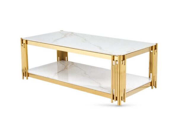 Belini Coffee Table Sintered Stone and Gold Metal Frame buy online UK and Ireland delivery or visit Urban Home Newry