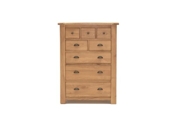 Breeze 8 Drawer Chest of Drawers in Oak and Oak Veneer finish to buy online UK & Ireland delivery or visit The Urban Company Newry