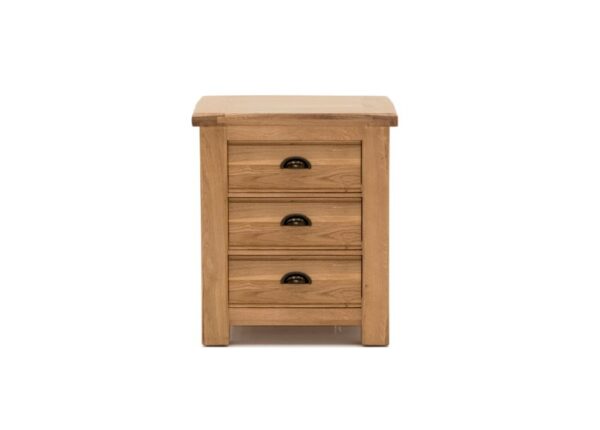 Breeze Night Table with 3 Drawers in Oak and Oak Veneer finish to buy online UK & Ireland delivery or visit The Urban Company Newry