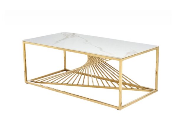 Calabria Coffee Table - Sintered Stone Table Top Gold Metal Frame to buy online UK and Ireland delivery or visit Urban Home Newry