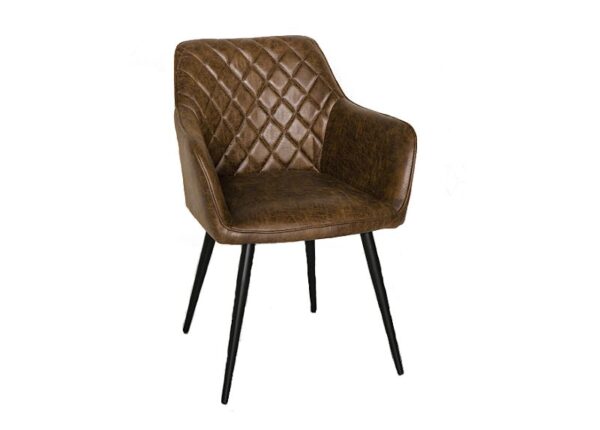 Charlie Dining Chair carver Style in Antique Brown Faux Leather Fabric to buy online UK & Ireland delivery or visit The Urban Company Newry