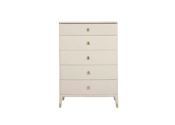 Diletta Chest of Drawers 5 Drawer Stone finish to buy online UK and Ireland Delivery or visit Urban Furnishing Co Newry