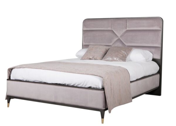 Diletta King Size Bed Frame in Ecru colour Velvet Fabric to buy online UK and Ireland Delivery or visit Urban Home Newry