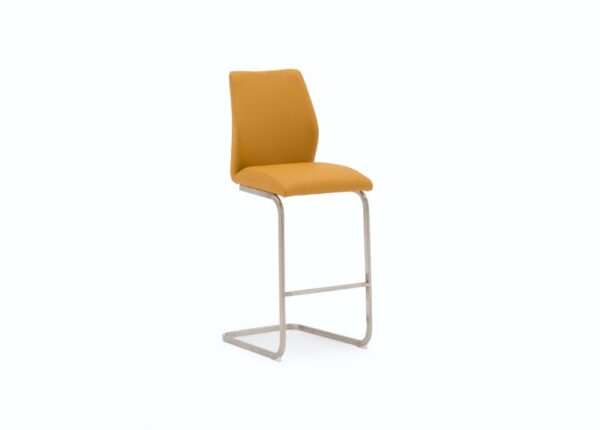 Irma Bar Stool in Pumpkin Orange Faux Leather Upholstery to buy online UK and Ireland delivery or visit Urban Home Newry