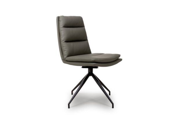 Nobo Swivel Dining Chair in Truffle Faux Leather Fabric and black powder coated legs to buy online UK & Ireland delivery or visit The Urban Company Newry