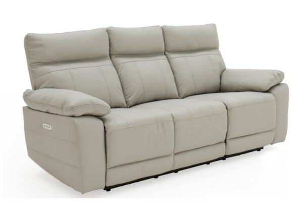 Positano 3 seater electric reclining sofa in Light Grey Leather to buy online UK & IRE delivery or visit The Urban Company Newry