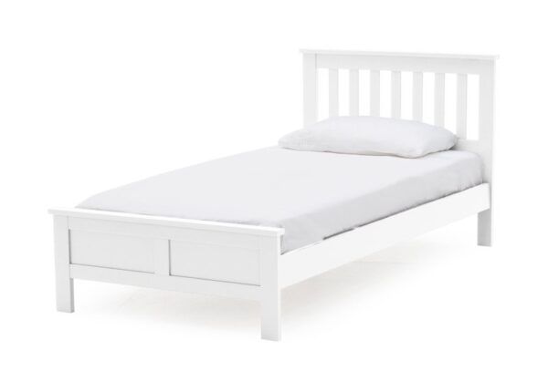 Willow Single Bed Frame in Pine and MDF white paint finish to buy online UK & Ireland delivery or visit Urban Home Newry - angle profile