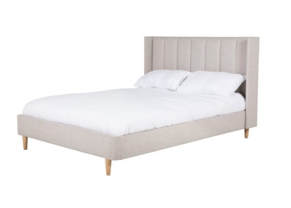 Allegra Double Bed Frame with Headboard Cashmere colour fabric to buy online UK and Ireland delivery or visit The Urban Company Newry - with bedding