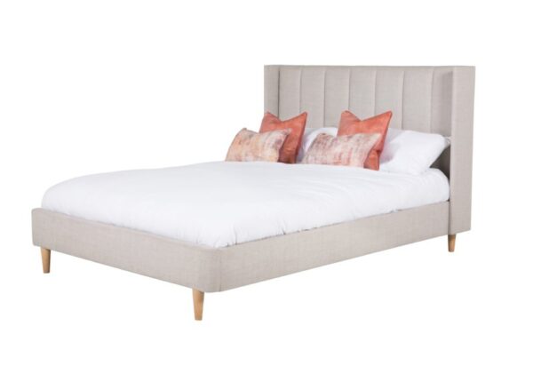 Allegra Super King Size Bed Frame with Headboard Cashmere colour fabric to buy online UK and Ireland delivery or visit Urban Home Newry - bed made