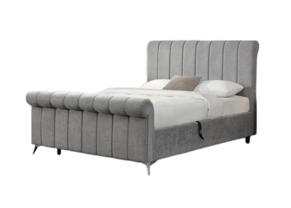 Carlow Double Bed Frame Grey Upholstery Gas Lift Ottoman Sleigh Bed to buy online UK and Ireland delivery or visit The Urban Company Newry