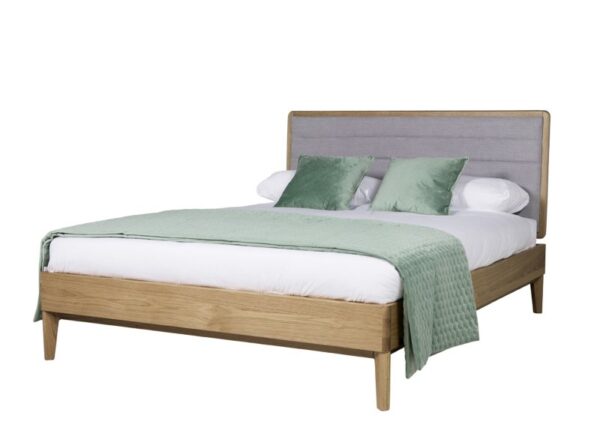 Hadley Double Bed Frame Solid Oak Padded Headboard to buy online UK and Ireland delivery or visit The Urban Company Newry