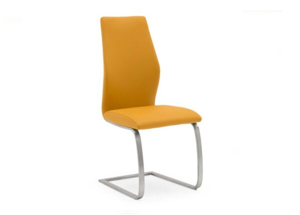 Irma Dining Chair in Pumpking Orange Faux Leather Upholstery to buy online UK and Ireland delivery or visit The Urban Company Newry