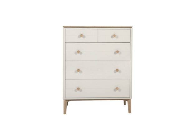 Marlow 5 Drawer 2 over 3 Chest of Drawers White Oak to buy online UK and Ireland delivery or visit The Urban Company Newry