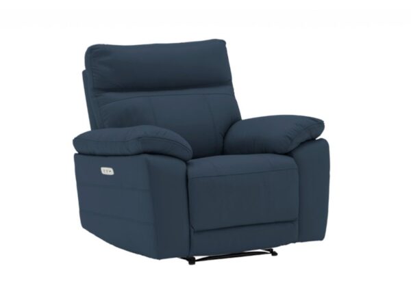 Positano 1 seater electric reclining armchair in Indigo Blue Leather to buy online UK & IRE delivery or visit The Urban Company Newry