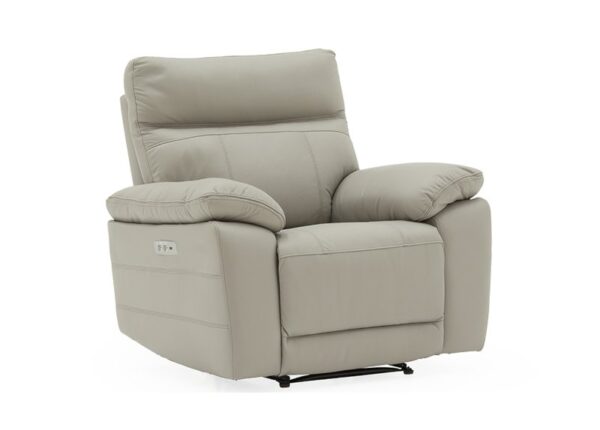 Positano 1 seater electric reclining armchair in Light Grey Leather to buy online UK & IRE delivery or visit The Urban Company Newry