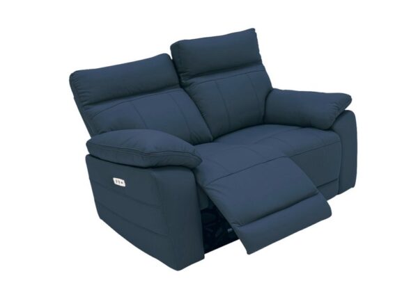 Positano electric 2 seater reclining sofa in Indigo Blue Leather to buy online UK & IRE delivery or visit The Urban Company Newry