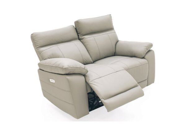 Positano electric 2 seater reclining sofa in Light Grey Leather to buy online UK & IRE delivery or visit The Urban Company Newry