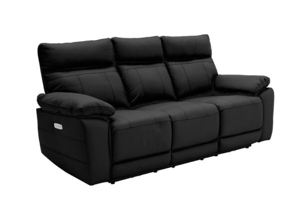 Positano electric 3 seater reclining sofa in Black Leather to buy online UK & IRE delivery or visit The Urban Company Newry